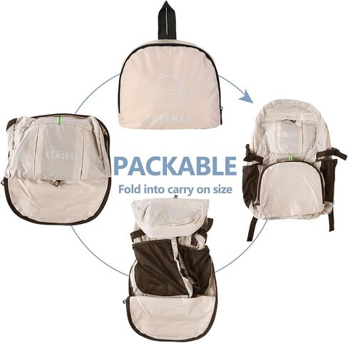 PUREMSX Foldable Backpack for Travel, Adult Water Resistant Lightweight Packable Spring Daypack for Hiking Outdoor Adventure, Brown in Kuwait