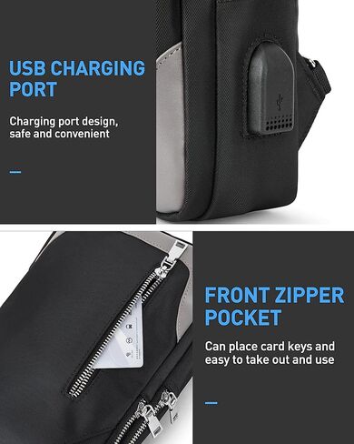 حقيبة ظهر SEAFEW صغيرة سوداء تكتيكية بحزام كتف للرجال والنساء، حقيبة نهارية مضادة للسرقة وحقائب صدر للدراجات النارية، حزام ظهر واحد للمشي وركوب الدراجات والسفر وركوب الدراجات in Kuwait