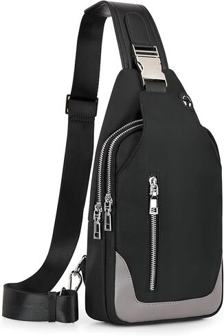 حقيبة ظهر SEAFEW صغيرة سوداء تكتيكية بحزام كتف للرجال والنساء، حقيبة نهارية مضادة للسرقة وحقائب صدر للدراجات النارية، حزام ظهر واحد للمشي وركوب الدراجات والسفر وركوب الدراجات in Kuwait