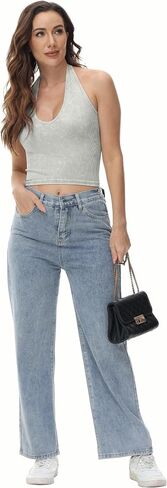 Ribbed Halter Crop Top for Woman Backless Sleeveless Seamless Sexy Tank Tops Pack in Saudi Arabia