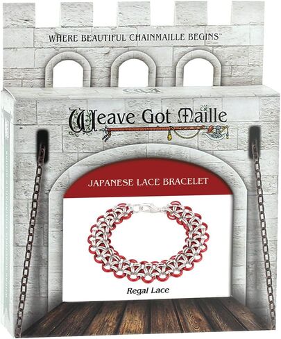 مجموعة أساور Weave Got Maille اليابانية من سلسلة Maille - دانتيل ملكي، مارسالا/فضي in Kuwait
