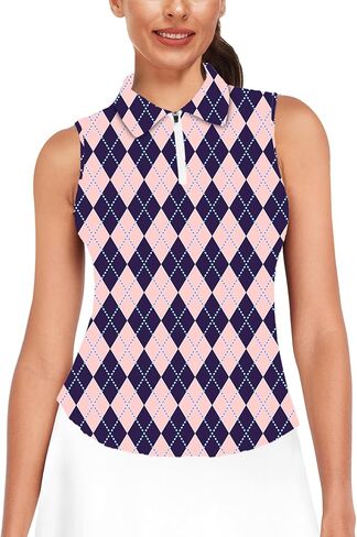 AOBUTE Women's Sleeveless Golf Shirts Moisture Wicking 1/4 Zip Polo Tennis Shirt in Saudi Arabia