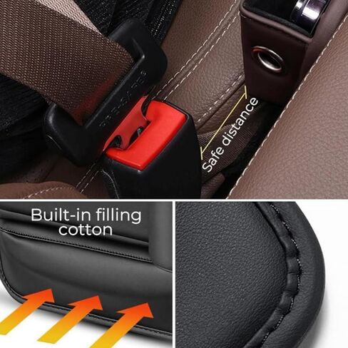 Car Leather Cup Holder Gap Bag,Seat Gap Storage Box,Adjustable Car Seat Storage Box,Leather Cup Holder Gap Bag with Cup Holder for Phones Glasses Keys Cards（Black/Driver's Seat） in Kuwait