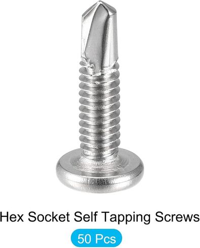 Hex Socket Self Tapping Screws (1/4 x 1") 50Pcs, Flat Round Socket Head Cap Screws - for Housing Construction in Saudi Arabia