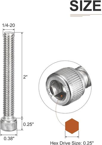 1/4-20x3" Socket Head Cap Screws Bolts, 10Pcs 304 Stainless Steel 18-8, Machine Hex Socket Screw, Hex Drive, Bright Finish, UNC Coarse Thread Fully Threaded in Saudi Arabia