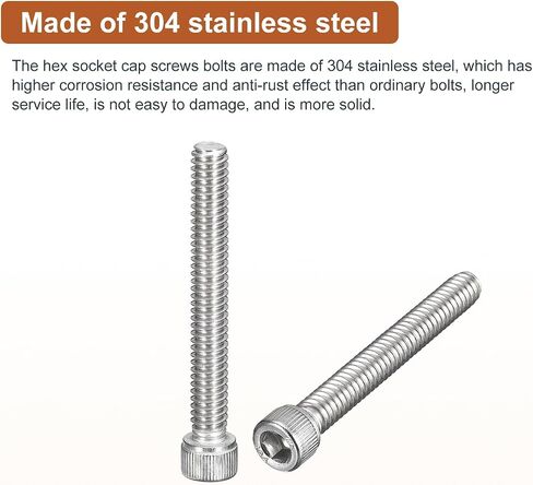 1/4-20x3" Socket Head Cap Screws Bolts, 10Pcs 304 Stainless Steel 18-8, Machine Hex Socket Screw, Hex Drive, Bright Finish, UNC Coarse Thread Fully Threaded in Saudi Arabia