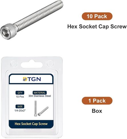 1/4-20x3" Socket Head Cap Screws Bolts, 10Pcs 304 Stainless Steel 18-8, Machine Hex Socket Screw, Hex Drive, Bright Finish, UNC Coarse Thread Fully Threaded in Saudi Arabia