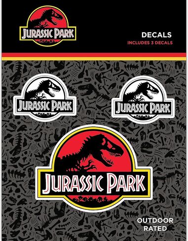 ملصقات شعار Jurassic Park - مجموعة من 3 ملصقات فينيل مقاومة للماء باللون الأسود/الأبيض للسيارة والشاحنات وزجاجة المياه والكمبيوتر المحمول ولوح التزلج - ملصقات العالم الجوراسي in Kuwait