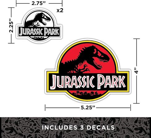 ملصقات شعار Jurassic Park - مجموعة من 3 ملصقات فينيل مقاومة للماء باللون الأسود/الأبيض للسيارة والشاحنات وزجاجة المياه والكمبيوتر المحمول ولوح التزلج - ملصقات العالم الجوراسي in Kuwait