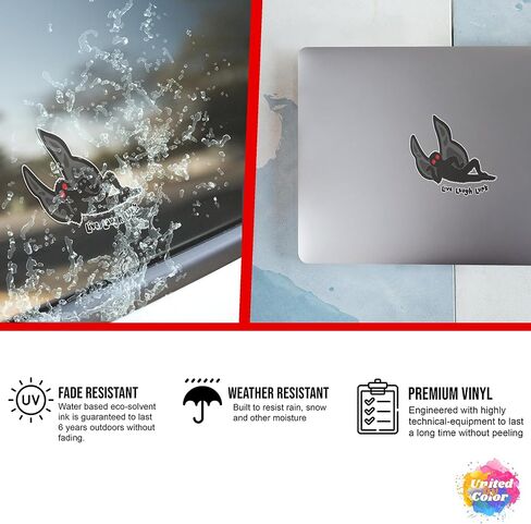 Mothman Live Laugh Lurk Sticker (2 Pk) 4″ - Strong Adhesive Waterproof Mothman Bumper Sticker - No Fade, Used for Truck, Car, Helmet, Laptop, RV, Water Bottle, Boat in Kuwait
