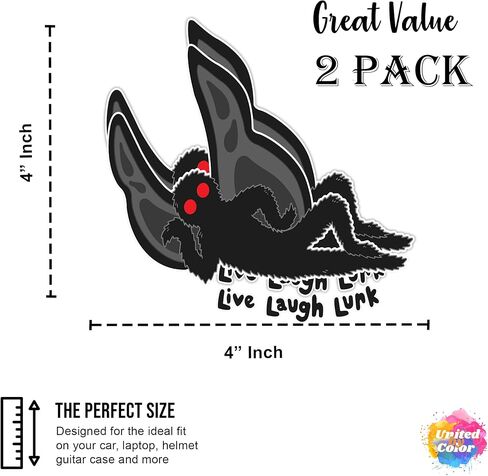 Mothman Live Laugh Lurk Sticker (2 Pk) 4″ - Strong Adhesive Waterproof Mothman Bumper Sticker - No Fade, Used for Truck, Car, Helmet, Laptop, RV, Water Bottle, Boat in Kuwait