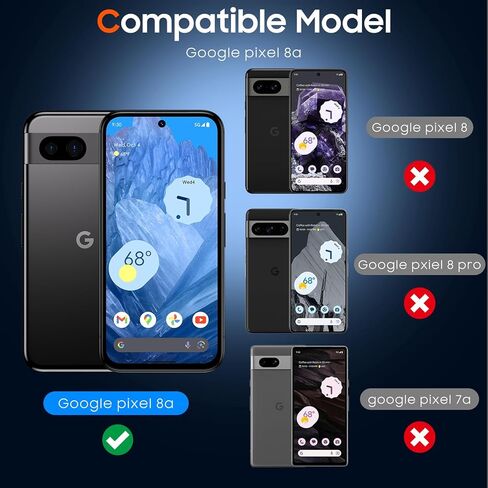 واقي شاشة UniqueMe for Google Pixel 8a، [فتح بصمة الإصبع المتوافق] قطعتان من واقي عدسة الكاميرا المقاوم للكسر من الدرجة العسكرية وقطعتان من الزجاج المقسى 9H لبكسل 8a in Kuwait