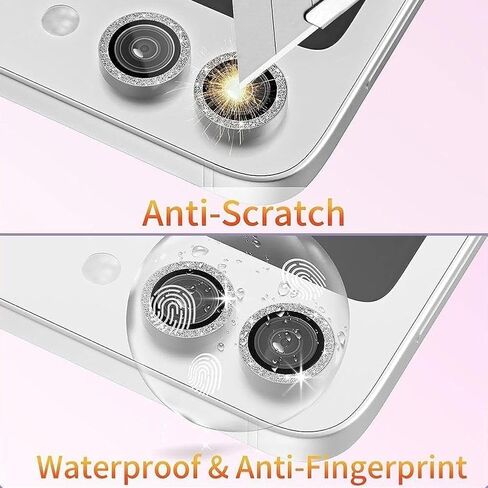 Camera Lens Screen Protector, Cell Phone Screen Protectors Bling for Samsung Galaxy Z Flip5 Glitter Metal Glass Camera Lens Protector,Metal Ring 9H-Tempered Glass Camera Cover Camera Lens Protector in Saudi Arabia