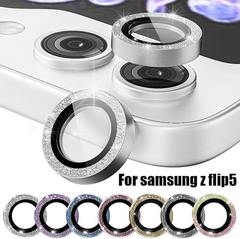 Camera Lens Screen Protector, Cell Phone Screen Protectors Bling for Samsung Galaxy Z Flip5 Glitter Metal Glass Camera Lens Protector,Metal Ring 9H-Tempered Glass Camera Cover Camera Lens Protector in Saudi Arabia