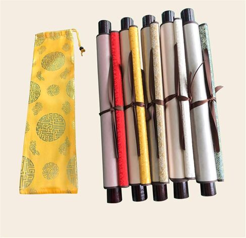 Zzooi Chinese Lucky Painting Carp Bamboo Wall Art Hanging Silk Scroll,Feng Shui Decor in Kuwait