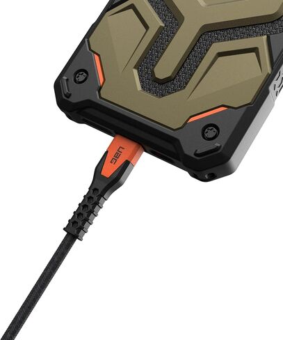 URBAN ARMOR GEAR UAG كابل USB-C متين من نوع Kevlar إلى Lightning بطول 5 أقدام/1.5 متر بقدرة 30 وات معتمد من MFi شاحن iPhone سريع معزز لهاتف iPhone 14 Pro Max وiPhone 13 والإصدارات السابقة أسود/برتقالي in Kuwait
