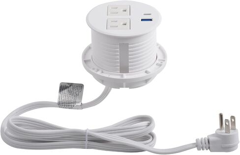 Desktop Power Grommet with PD 20W USB C Fast Charing, Desk Flush Mount Power Strip Recessed Power Grommet with 2 AC Plugs Dual USB for Office Contertop Cabinet Kitchen (Black with USB C) in Saudi Arabia