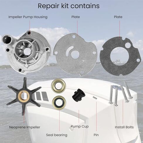 مجموعة مضخة المياه 382296 لجونسون Evinrude 9.5HP 1964-1973 10HP 1958-1963 مجموعة إعادة بناء دفاعة مضخة المياه الخارجية in Kuwait