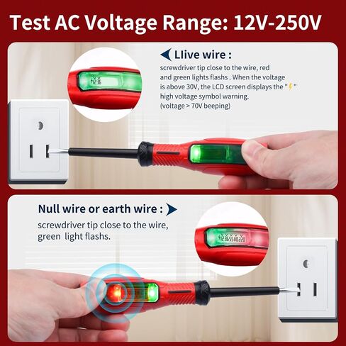 Voltage Tester Pen Magnetic Screwdriver 12-250V AC Voltage Displays Non-Contact Voltage Tester Circuit Breaker Finder Tool Live/Null Line Detecter for House Repair-4MM Phillips Screwdriver in Saudi Arabia