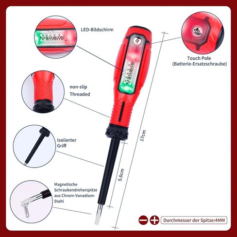 Voltage Tester Pen Magnetic Screwdriver 12-250V AC Voltage Displays Non-Contact Voltage Tester Circuit Breaker Finder Tool Live/Null Line Detecter for House Repair-4MM Phillips Screwdriver in Saudi Arabia