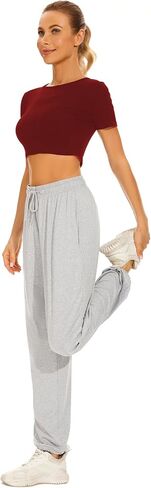 Women's Workout Running Sweatpants with Three Pockets Activewear Jogger Track Cuff Lounge Jogging for Yoga in Saudi Arabia