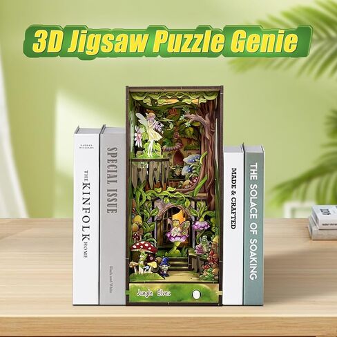 GXUANAN DIY Book Nook Kit, Bookends Model Buil、Dollhouse Miniature House, 3D Wooden Puzzles with LED Insert Decor,Decorative Bookend Stand Model Kits for Kids Teens Adults((Elf-Style) in Saudi Arabia
