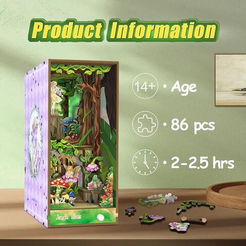GXUANAN DIY Book Nook Kit, Bookends Model Buil、Dollhouse Miniature House, 3D Wooden Puzzles with LED Insert Decor,Decorative Bookend Stand Model Kits for Kids Teens Adults((Elf-Style) in Saudi Arabia