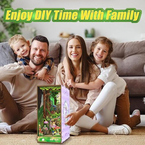 GXUANAN DIY Book Nook Kit, Bookends Model Buil、Dollhouse Miniature House, 3D Wooden Puzzles with LED Insert Decor,Decorative Bookend Stand Model Kits for Kids Teens Adults((Elf-Style) in Saudi Arabia