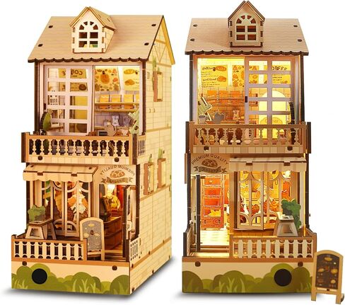 GXUANAN DIY Book Nook Kit, Bookends Model Buil、Dollhouse Miniature House, 3D Wooden Puzzles with LED Insert Decor,Decorative Bookend Stand Model Kits for Kids Teens Adults((Elf-Style) in Saudi Arabia