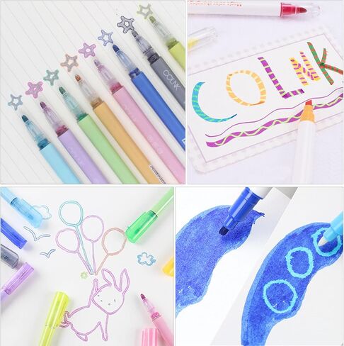 20 قطعة من أقلام التحديد، 8 أقلام تحديد مزدوجة الخط، علامات معدنية، 6 أقلام تلوين سحرية متغيرة، 6 أقلام منحنية ملونة قلم خطي لتدوين الملاحظات وبطاقة اللوازم in Kuwait