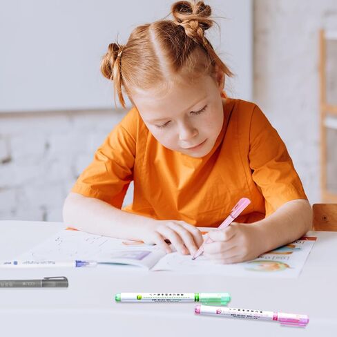 20 قطعة من أقلام التحديد، 8 أقلام تحديد مزدوجة الخط، علامات معدنية، 6 أقلام تلوين سحرية متغيرة، 6 أقلام منحنية ملونة قلم خطي لتدوين الملاحظات وبطاقة اللوازم in Kuwait