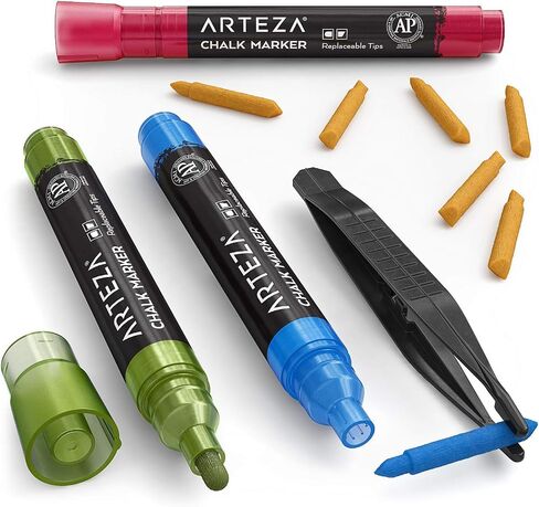 ARTEZA Liquid Chalk Markers, 42 Colors Pack with 50 Chalkboard Labels, Fine Tip Chalk Pens for Blackboard, Whiteboard, Windows, Mirrors, Glass in Saudi Arabia