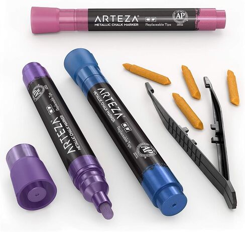 ARTEZA Liquid Chalk Markers, 42 Colors Pack with 50 Chalkboard Labels, Fine Tip Chalk Pens for Blackboard, Whiteboard, Windows, Mirrors, Glass in Saudi Arabia