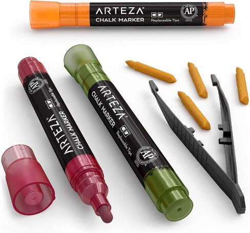ARTEZA Liquid Chalk Markers, 42 Colors Pack with 50 Chalkboard Labels, Fine Tip Chalk Pens for Blackboard, Whiteboard, Windows, Mirrors, Glass in Saudi Arabia
