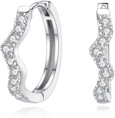 Lightweight Huggie Hoop Earrings for Women: 14K Gold Plated | Rose Gold | 925 Sterling Silver Hypoallergenic Cubic Zirconia Hoops Earring in Saudi Arabia