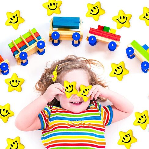 30 Pieces Star Smile Face Stress Balls Mini Foam Smile Ball Smile Face Toys Small Stress Relief Star Smile Balls for School Reward Student Party Bag Filler (Yellow) in Saudi Arabia