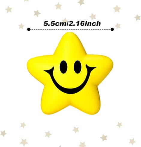 30 Pieces Star Smile Face Stress Balls Mini Foam Smile Ball Smile Face Toys Small Stress Relief Star Smile Balls for School Reward Student Party Bag Filler (Yellow) in Saudi Arabia
