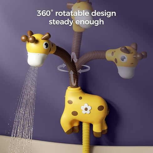 TUMAMA Baby Bath Toy,Bathtub Toys with Giraffe Shower Head,Suction Spinner Toys,Wind-Up Toys,Splicing Slides,Spray Squirt Shower Faucet and Water Pump Summer Essentials for Kids Toddlers Infants in Saudi Arabia