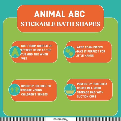 Mudpuppy Animal ABC Stickable Foam Shapes, 26 Foam Alphabet Letters with Mesh Storage Bag – Fun Bath Toys for Toddlers – Learning Activity for Ages 3+, Cactus in Saudi Arabia