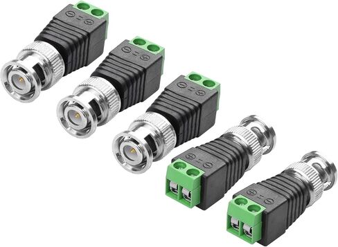 YAODHAOD BNC to Cat5e Adapter BNC Male Connectors to Terminal Solderless Connector BNC Video Balun Terminal Plug Connector for CCTV Surveillance Cable Ethernet Speaker (5PCS) in Saudi Arabia