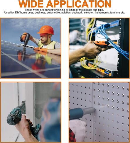 ISPINNER 150 قطعة 7 مقاسات من المسامير العمياء المصنوعة من الألومنيوم، مجموعة متنوعة من المسامير البوب ​​3/32 بوصة، 1/8 بوصة، 5/32 بوصة (فضي) in Kuwait