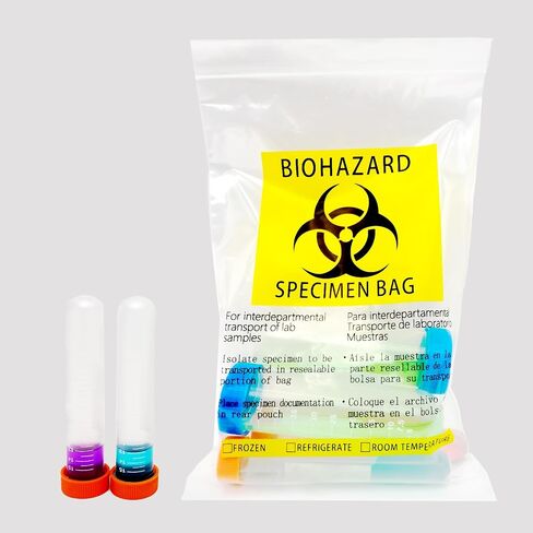 Biohazard Bags 6x9in/15x25cm,Specimen Bags with Biohazard Logo Printing, Lab Sample Bag with Pocket Pouch (Yellow 50pcs) in Saudi Arabia