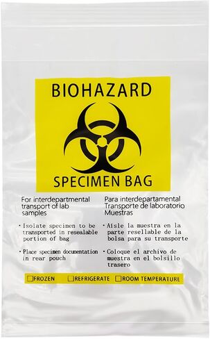 Biohazard Bags 6x9in/15x25cm,Specimen Bags with Biohazard Logo Printing, Lab Sample Bag with Pocket Pouch (Yellow 50pcs) in Saudi Arabia