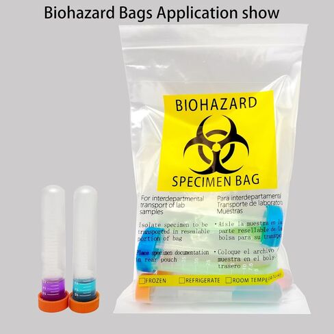 Biohazard Bags 6x9in/15x25cm,Specimen Bags with Biohazard Logo Printing, Lab Sample Bag with Pocket Pouch (Yellow 50pcs) in Saudi Arabia