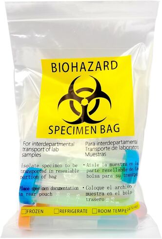 Biohazard Bags 6x9in/15x25cm,Specimen Bags with Biohazard Logo Printing, Lab Sample Bag with Pocket Pouch (Yellow 50pcs) in Saudi Arabia