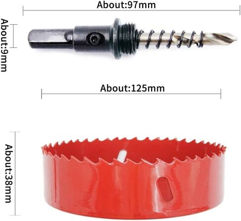 منشار ثقب ثنائي المعدن من Hole Cutte Laiwei HSS وقاطع للجدران الجافة البلاستيكية والخشبية والصفائح المعدنية 4-7/8 بوصة (125 مم) in Kuwait