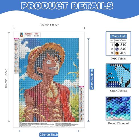 COMBYEO Cartoon Diamond Painting Kits for Adults, 5D DIY Anime Diamond Art Kits, Full Round Drill Crystal Arts and Crafts, Gem Art Painting Kit for Home Wall Decor(12x16inch) in Kuwait