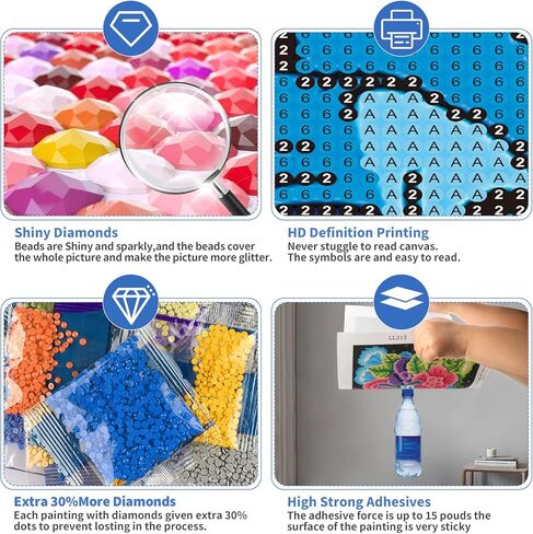 COMBYEO Cartoon Diamond Painting Kits for Adults, 5D DIY Anime Diamond Art Kits, Full Round Drill Crystal Arts and Crafts, Gem Art Painting Kit for Home Wall Decor(12x16inch) in Kuwait