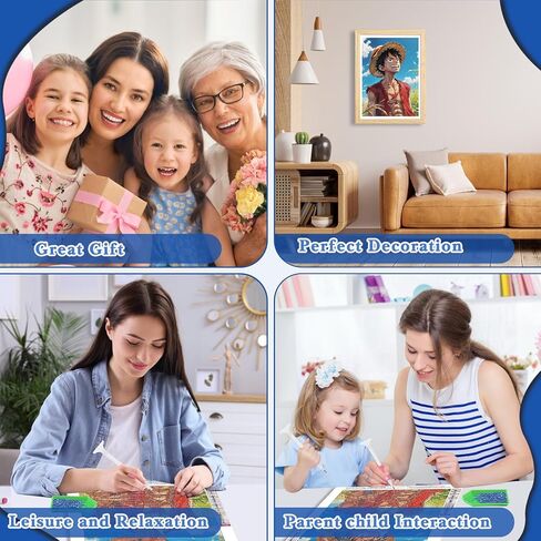 COMBYEO Cartoon Diamond Painting Kits for Adults, 5D DIY Anime Diamond Art Kits, Full Round Drill Crystal Arts and Crafts, Gem Art Painting Kit for Home Wall Decor(12x16inch) in Kuwait