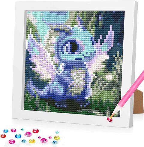 UMOART Framed Dragon Diamond Painting Kits for Kids Adults, Cartoon Diamond Art Kits, Dragon Diamond Painting Easy Gem Art Kit with Beautiful Package for Gifts Home Decor(7x7inch) in Saudi Arabia
